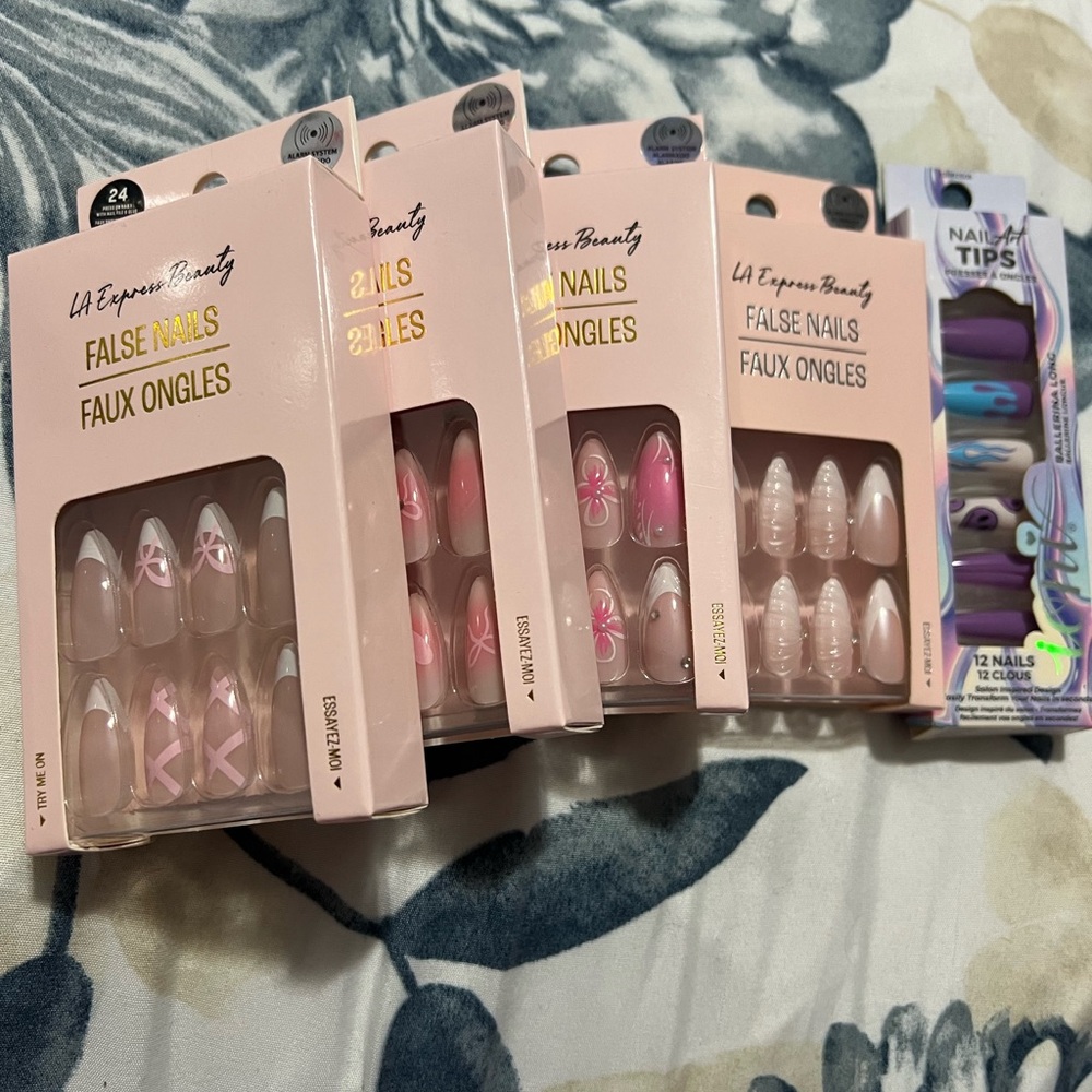 LA Express Beauty Pink Press-On Nails Set